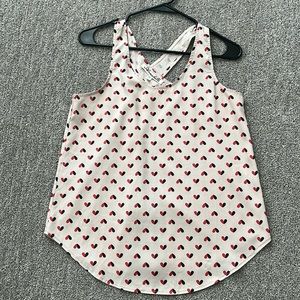 Heart, lace back razorback tank top